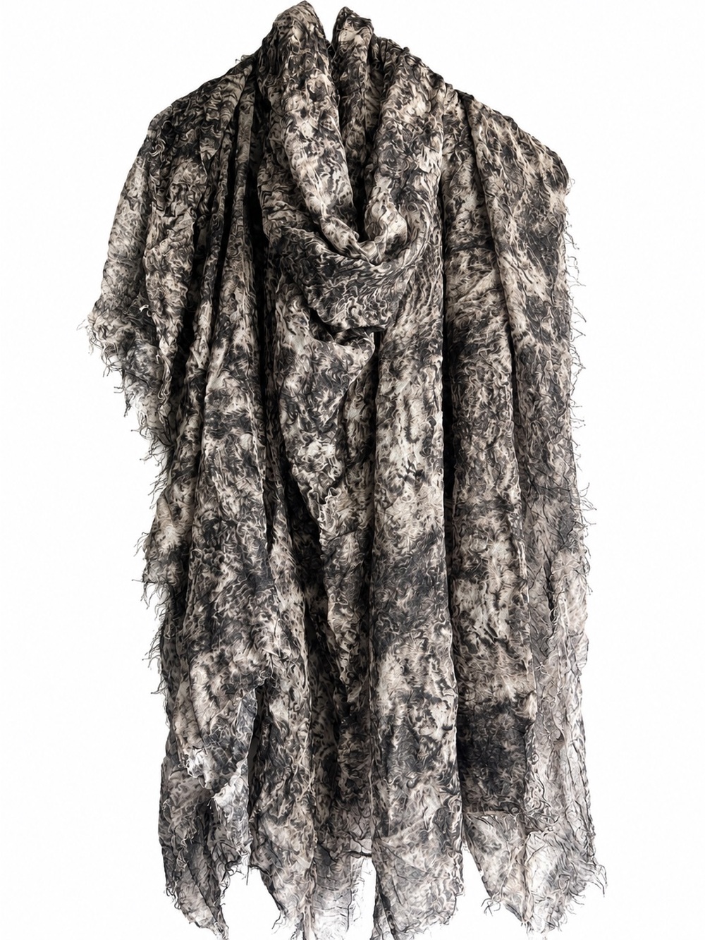 Italian Modal Cashmere Scarf | Oscar de la Renta Fur Print Fall 2010 Silver Gray